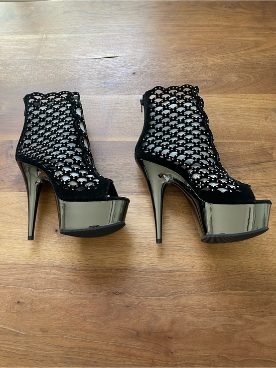 Pleaser Shoes - Pleasers Black Cutout Platform High Heel Booties New